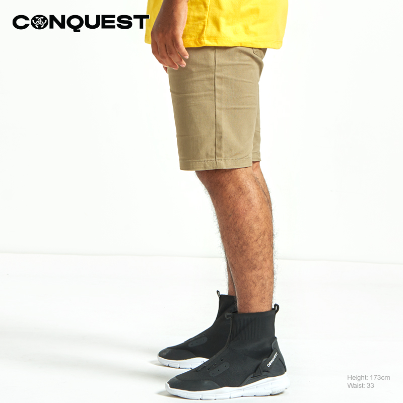 CONQUEST MEN CHINO SHORT PANT IN KHAKI SIDE VIEW