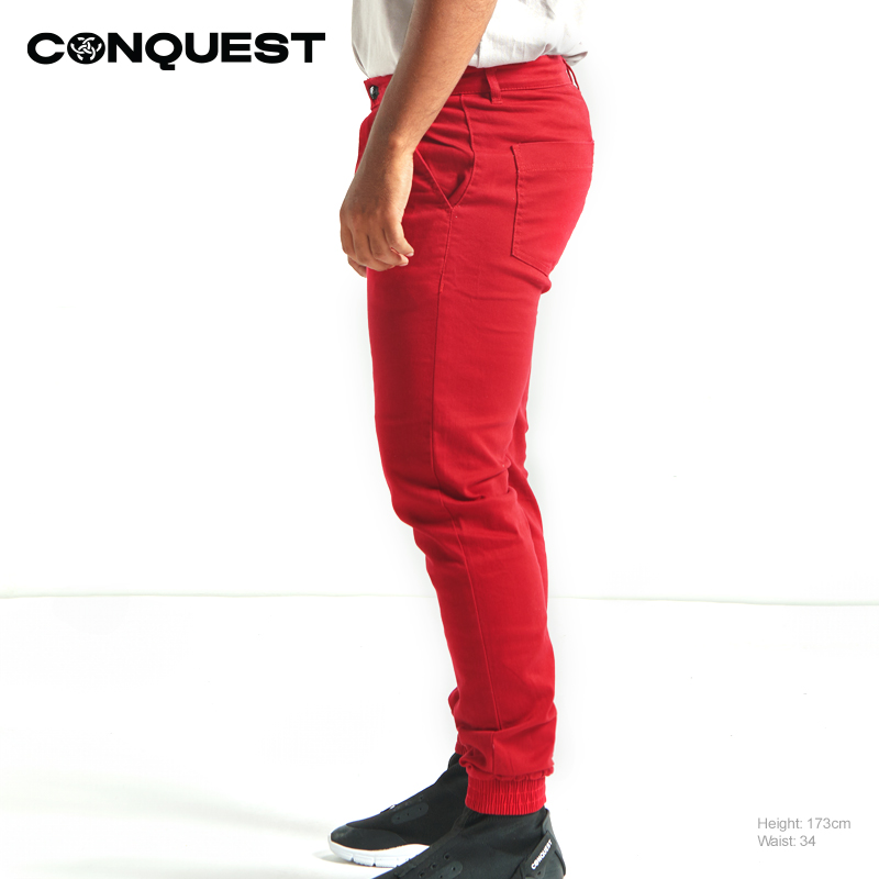 CONQUEST BASIC JOGGER PANTS MEN IN RED SIDE VIEW