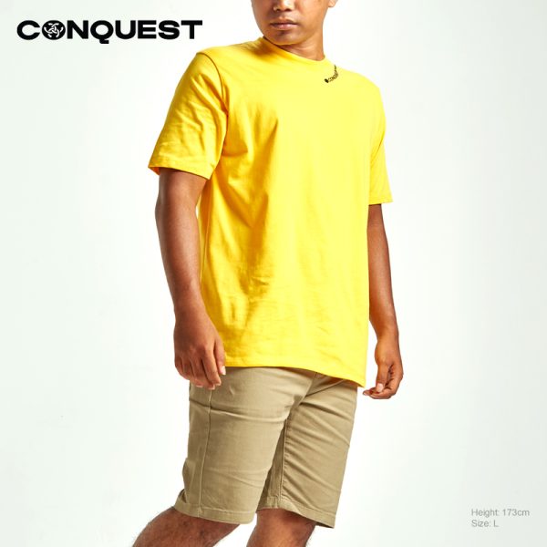 CONQUEST MEN CONQUER YOUR FEAR LOGO TEE SHIRT IN YELLOW